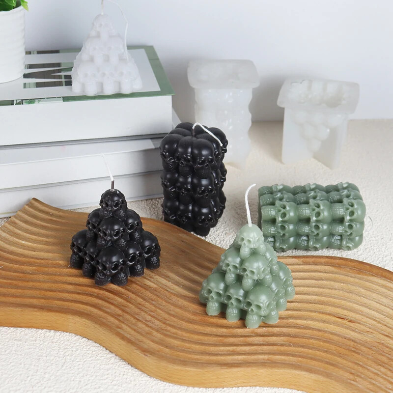 Coloana craniului stivuit Matrite de lumanari din silicon Craniu 3D Craniu Craniu Craniu Craniu Craniu Craniu Craniu Artizanat Turnare Ciment Turnare DIY Sapun