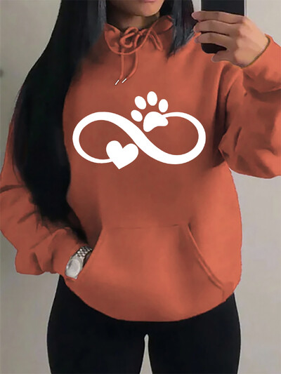 Creative Cat Palm And Love Kreativni dizajn Hoodies s uzorkom srca Ženska modna ležerna majica s kapuljačom Hip Hop Fleece Streetwear Loose