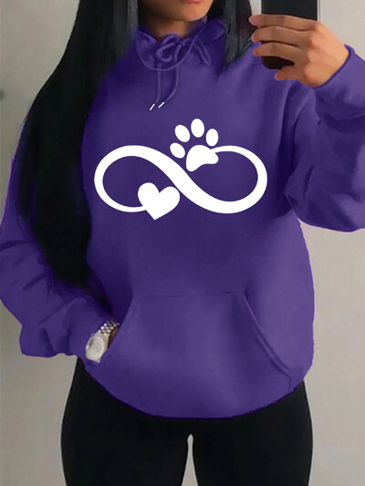 Creative Cat Palm And Love Kreativni dizajn Hoodies s uzorkom srca Ženska modna ležerna majica s kapuljačom Hip Hop Fleece Streetwear Loose