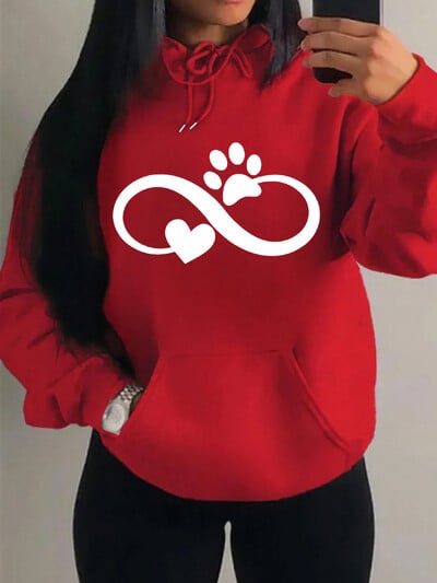 Creative Cat Palm And Love Kreativni dizajn Hoodies s uzorkom srca Ženska modna ležerna majica s kapuljačom Hip Hop Fleece Streetwear Loose