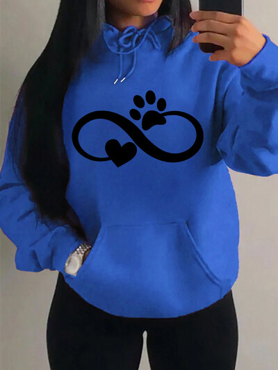 Creative Cat Palm And Love Kreativni dizajn Hoodies s uzorkom srca Ženska modna ležerna majica s kapuljačom Hip Hop Fleece Streetwear Loose