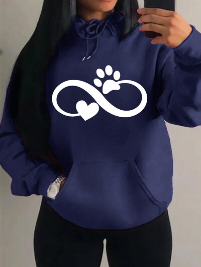 Creative Cat Palm And Love Kreativni dizajn Hoodies s uzorkom srca Ženska modna ležerna majica s kapuljačom Hip Hop Fleece Streetwear Loose