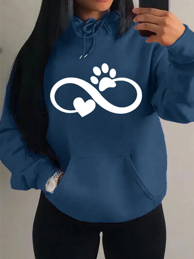 Creative Cat Palm And Love Kreativni dizajn Hoodies s uzorkom srca Ženska modna ležerna majica s kapuljačom Hip Hop Fleece Streetwear Loose