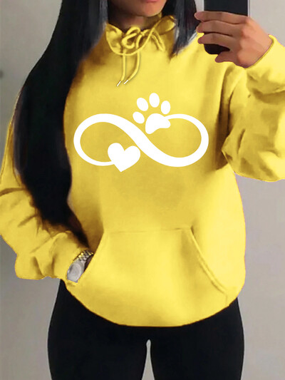 Creative Cat Palm And Love Kreativni dizajn Hoodies s uzorkom srca Ženska modna ležerna majica s kapuljačom Hip Hop Fleece Streetwear Loose