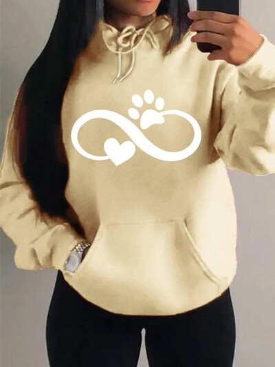 Creative Cat Palm And Love Kreativni dizajn Hoodies s uzorkom srca Ženska modna ležerna majica s kapuljačom Hip Hop Fleece Streetwear Loose