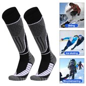 1 pár termikus térdig érő sízokni, csúszásmentes mandzsetta kialakítás, légáteresztő, kopásálló, nedvességelvezető snowboard sportzokni