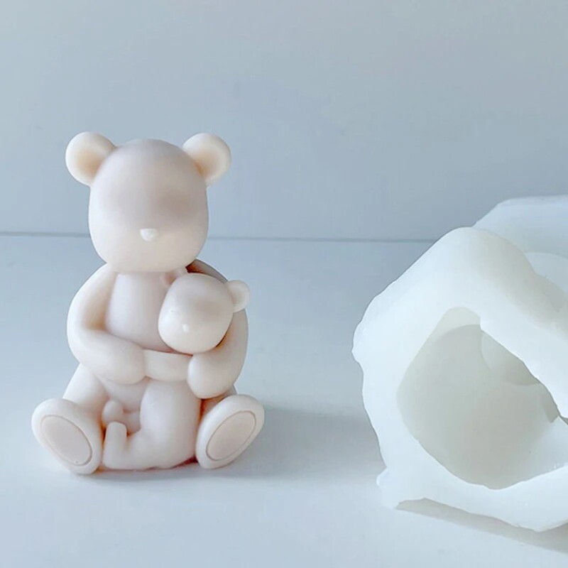 Jaukas lāču ģimenes silikona sveču veidnes 3D dzīvnieku ziepju ģipša cementa sveķu liešanas veidne DIY šokolādes ledus kubiņu cepšanas rīks