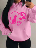 Ljubav stvorena kombinacijom mačaka i mačjih stopala Dizajn odjeće Ženska vintage majica s kapuljačom Hip-Hop jesenske majice s kapuljačom Top za sve kombinacije