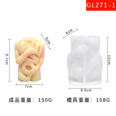 Kallista LOVE Inimkeha Silikoonvorm 3D Kunst Kuju Aroomiteraapia Küünal Kips Vaik Käsitöö Valamisvormid Käsitsi valmistatud seebi valmistamine