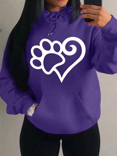 Dámske mikiny s kapucňou Cat Palm And Love Creative Printing Hoodie Jesenné teplé oblečenie Hip Hop Módna mikina s kapucňou Casual Comfort Top Female