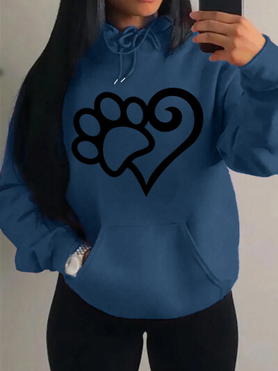 Dámske mikiny s kapucňou Cat Palm And Love Creative Printing Hoodie Jesenné teplé oblečenie Hip Hop Módna mikina s kapucňou Casual Comfort Top Female