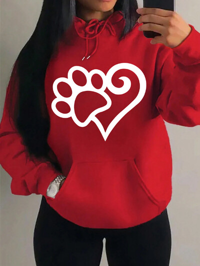 Dámske mikiny s kapucňou Cat Palm And Love Creative Printing Hoodie Jesenné teplé oblečenie Hip Hop Módna mikina s kapucňou Casual Comfort Top Female