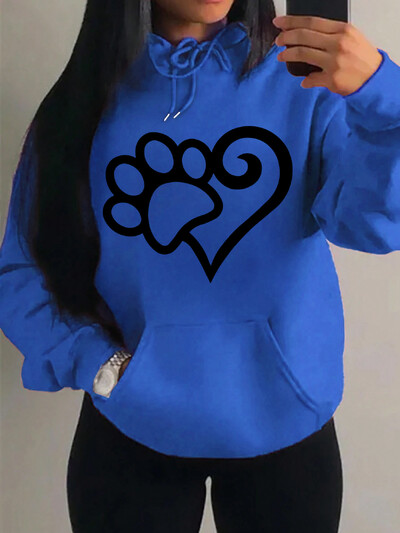 Dámske mikiny s kapucňou Cat Palm And Love Creative Printing Hoodie Jesenné teplé oblečenie Hip Hop Módna mikina s kapucňou Casual Comfort Top Female