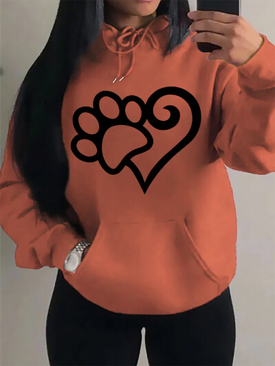 Dámske mikiny s kapucňou Cat Palm And Love Creative Printing Hoodie Jesenné teplé oblečenie Hip Hop Módna mikina s kapucňou Casual Comfort Top Female
