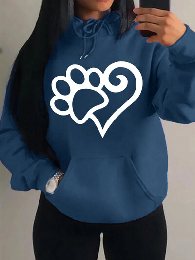 Dámske mikiny s kapucňou Cat Palm And Love Creative Printing Hoodie Jesenné teplé oblečenie Hip Hop Módna mikina s kapucňou Casual Comfort Top Female