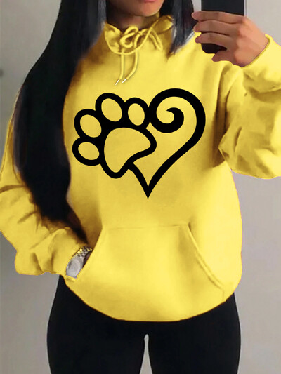 Dámske mikiny s kapucňou Cat Palm And Love Creative Printing Hoodie Jesenné teplé oblečenie Hip Hop Módna mikina s kapucňou Casual Comfort Top Female