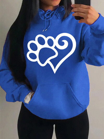 Dámske mikiny s kapucňou Cat Palm And Love Creative Printing Hoodie Jesenné teplé oblečenie Hip Hop Módna mikina s kapucňou Casual Comfort Top Female