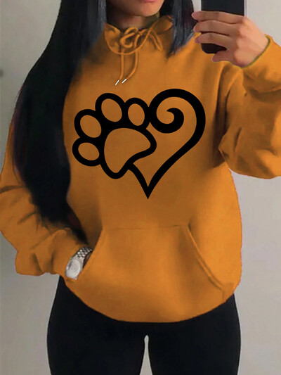Dámske mikiny s kapucňou Cat Palm And Love Creative Printing Hoodie Jesenné teplé oblečenie Hip Hop Módna mikina s kapucňou Casual Comfort Top Female