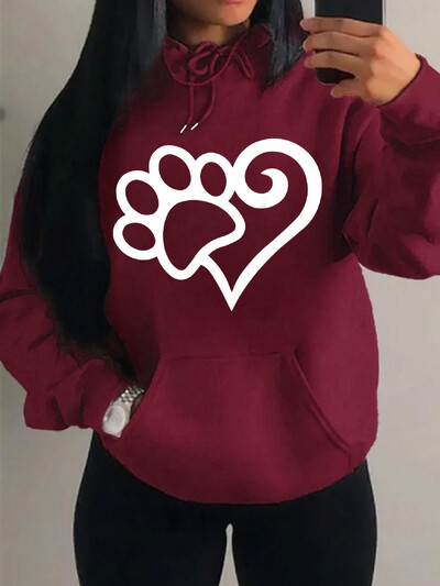 Dámske mikiny s kapucňou Cat Palm And Love Creative Printing Hoodie Jesenné teplé oblečenie Hip Hop Módna mikina s kapucňou Casual Comfort Top Female