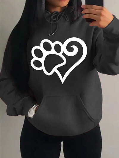 Dámske mikiny s kapucňou Cat Palm And Love Creative Printing Hoodie Jesenné teplé oblečenie Hip Hop Módna mikina s kapucňou Casual Comfort Top Female