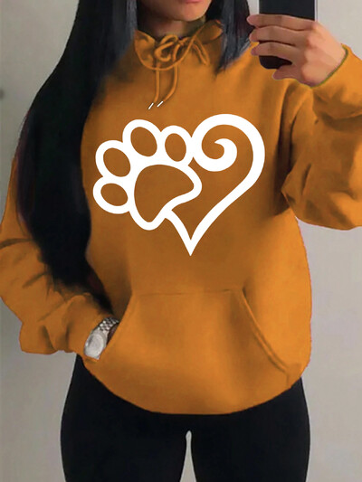 Dámske mikiny s kapucňou Cat Palm And Love Creative Printing Hoodie Jesenné teplé oblečenie Hip Hop Módna mikina s kapucňou Casual Comfort Top Female