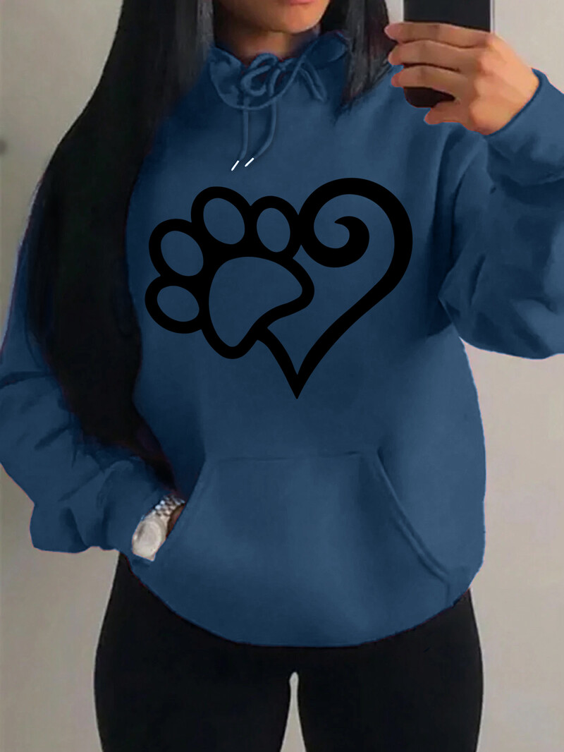 Dámske mikiny s kapucňou Cat Palm And Love Creative Printing Hoodie Jesenné teplé oblečenie Hip Hop Módna mikina s kapucňou Casual Comfort Top Female