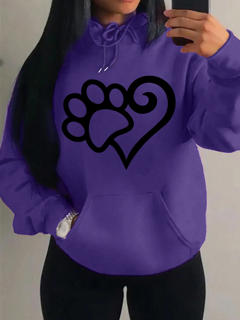 Dámske mikiny s kapucňou Cat Palm And Love Creative Printing Hoodie Jesenné teplé oblečenie Hip Hop Módna mikina s kapucňou Casual Comfort Top Female