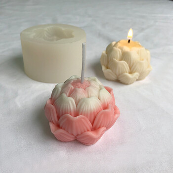 Καλούπι 3D Lotus Silicone Candle Mould Diy Aromatherapy Γύψος διακοσμητικά χειροτεχνία Ρητίνη χυτή φόρμα σαπουνιού Χειροποίητη φόρμα ψησίματος για κέικ σοκολάτας