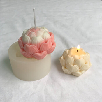 Καλούπι 3D Lotus Silicone Candle Mould Diy Aromatherapy Γύψος διακοσμητικά χειροτεχνία Ρητίνη χυτή φόρμα σαπουνιού Χειροποίητη φόρμα ψησίματος για κέικ σοκολάτας