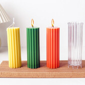 Cilindrični kalup za svijeće s prugama debljine 15 cm 3D geometrijski cilindrični kalup za aromaterapijske svijeće Komplet akrilnih plastičnih kalupa