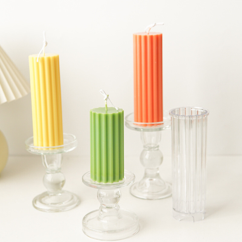 Cilindrični kalup za svijeće s prugama debljine 15 cm 3D geometrijski cilindrični kalup za aromaterapijske svijeće Komplet akrilnih plastičnih kalupa