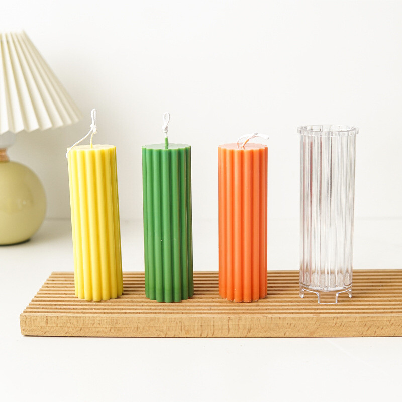 Cilindrični kalup za svijeće s prugama debljine 15 cm 3D geometrijski cilindrični kalup za aromaterapijske svijeće Komplet akrilnih plastičnih kalupa