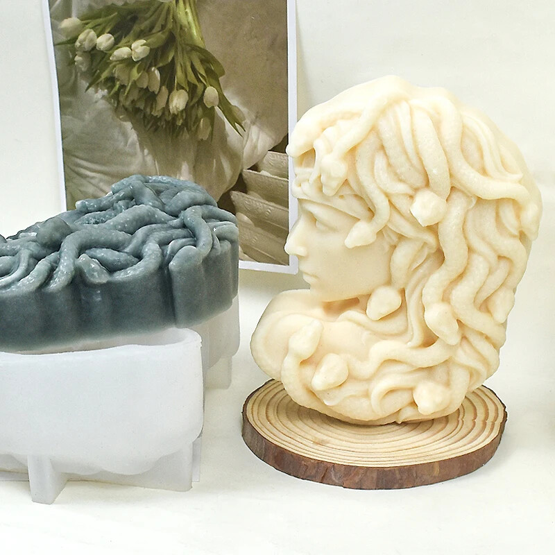 Suuremõõtmeline Medusa Figuurid Silikoonist küünlavorm 3D Figuuri Portree Kipsvaigust Käsitöö Betoonivaluvormid Kodukaunistused