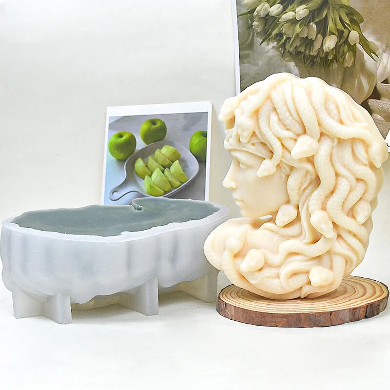 Suuremõõtmeline Medusa Figuurid Silikoonist küünlavorm 3D Figuuri Portree Kipsvaigust Käsitöö Betoonivaluvormid Kodukaunistused