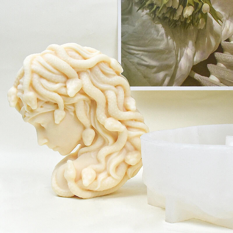 Suuremõõtmeline Medusa Figuurid Silikoonist küünlavorm 3D Figuuri Portree Kipsvaigust Käsitöö Betoonivaluvormid Kodukaunistused