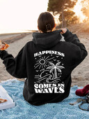 Laime nāk viļņos Grafiski kapuces Sieviešu Street Trend Personalizēts Daudzpusīgs, brīvs, ērts sieviešu apģērbs ar garām piedurknēm