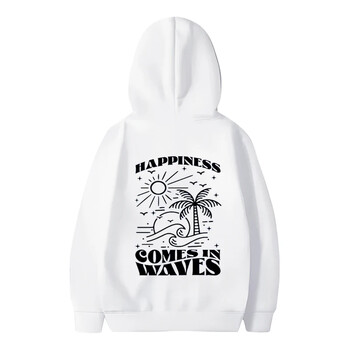 H Happiness Comes In Wave Γραφικά Hoodies Γυναικεία Street Trend Προσωποποιημένα Ευέλικτα Φαρδιά άνετα μακρυμάνικα γυναικεία ρούχα