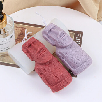 Stone Man Handmade Candle Mold Scented Candle Soap Moai Moai Stone Statue Silicone Scented Candle