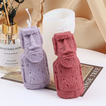 Stone Man Handmade Candle Mold Scented Candle Soap Moai Moai Stone Statue Silicone Scented Candle