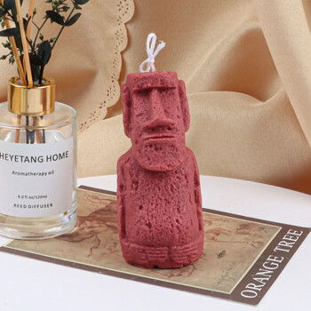 Stone Man Handmade Candle Mold Scented Candle Soap Moai Moai Stone Statue Silicone Scented Candle