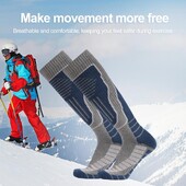 1 pár termikus térdig érő sízokni, csúszásmentes mandzsetta kialakítása kompressziós harisnya, légáteresztő, nedvességelvezető snowboard sportzokni