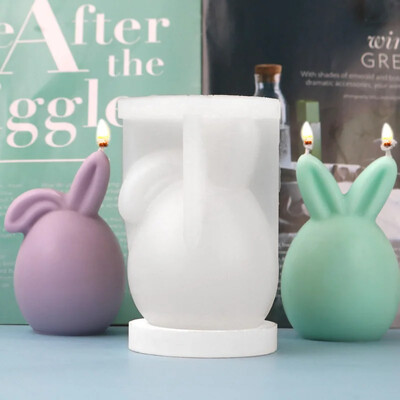 3D näota küüliku silikoonküünla vorm DIY kokkuklapitavad vertikaalsed kõrvad küüliku kipsist vaiguvaluvormid kodu käsitöö lihavõttepühade kingitus