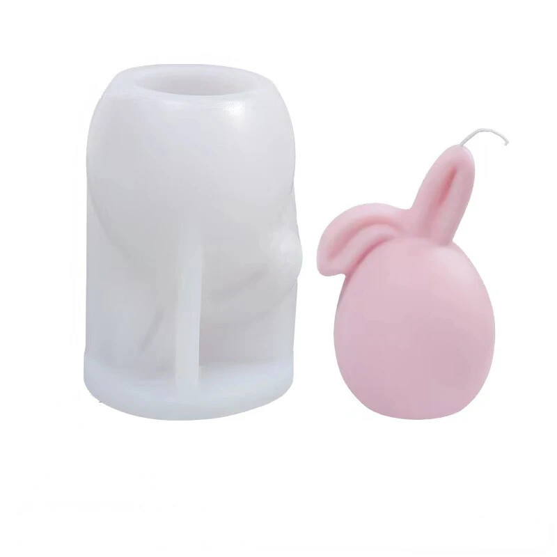 Mucegai 3D de silicon pentru lumânări de iepure fără chip DIY, pliabil, urechi verticale, ipsos de iepure, turnare în rășină, meșteșuguri pentru acasă, cadou de Paște