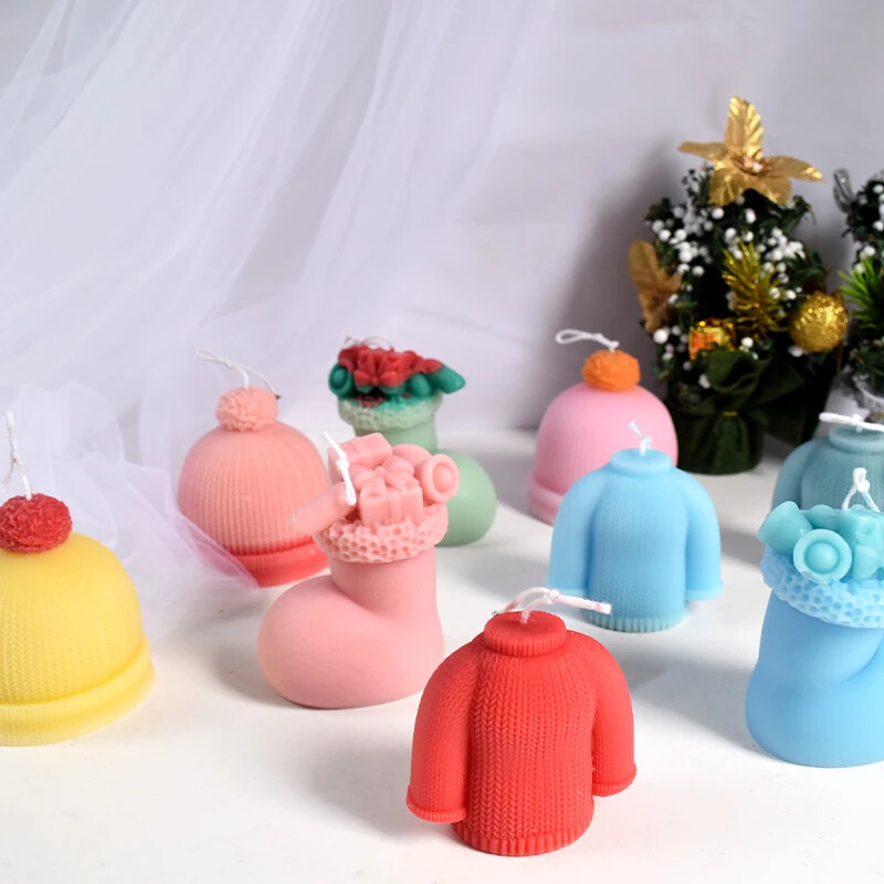 3D Ziemassvētku cepure džemperis kurpes Silikona veidne DIY Aromterapijas ģipša ziepju sveķu izgatavošanas instrumenti Ziemassvētku rotājumi amatniecība dāvanas