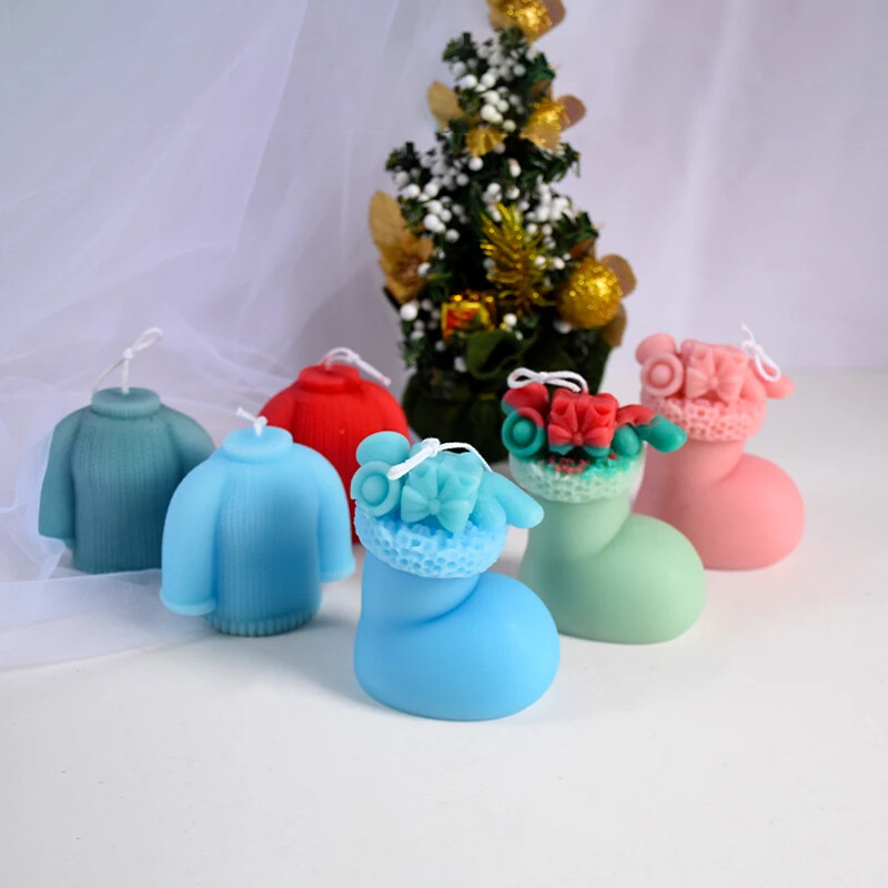 3D Ziemassvētku cepure džemperis kurpes Silikona veidne DIY Aromterapijas ģipša ziepju sveķu izgatavošanas instrumenti Ziemassvētku rotājumi amatniecība dāvanas