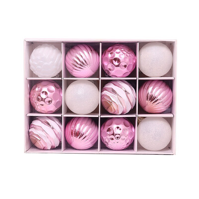 6cm 12 buc. Ornamente de bile de Crăciun Imprimate Mov Roșu Pom de Crăciun Decor pentru petrecere Anul Nou Sfere de Crăciun Pandantiv 2024