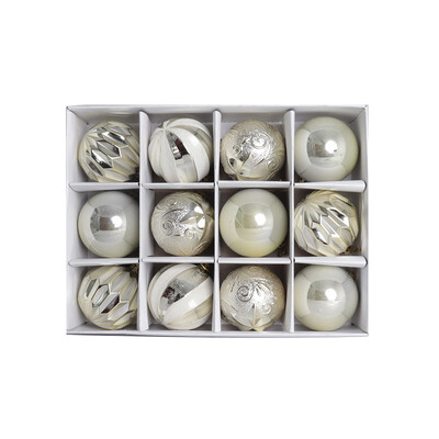 6cm 12 buc. Ornamente de bile de Crăciun Imprimate Mov Roșu Pom de Crăciun Decor pentru petrecere Anul Nou Sfere de Crăciun Pandantiv 2024