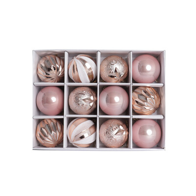 6cm 12 buc. Ornamente de bile de Crăciun Imprimate Mov Roșu Pom de Crăciun Decor pentru petrecere Anul Nou Sfere de Crăciun Pandantiv 2024