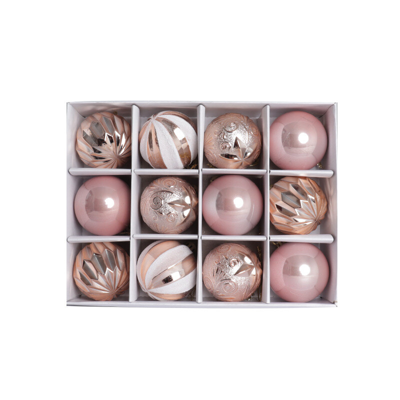 6cm 12 buc. Ornamente de bile de Crăciun Imprimate Mov Roșu Pom de Crăciun Decor pentru petrecere Anul Nou Sfere de Crăciun Pandantiv 2024