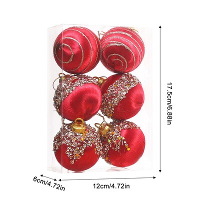 6db bársonyos karácsonyi bál szett karácsonyi díszek bársony labda fém zsinórral karácsonyi golyók tömeges karácsonyi báli díszek